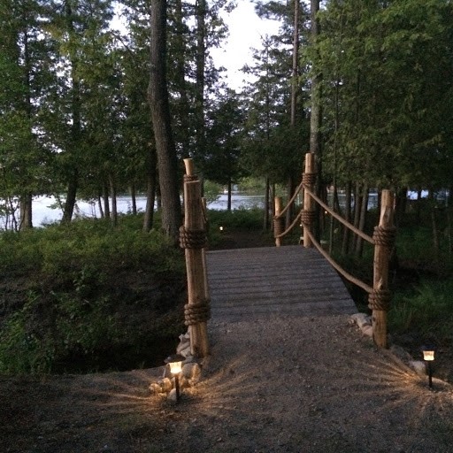 Bridge to island Spider lake Moonlight bay resort